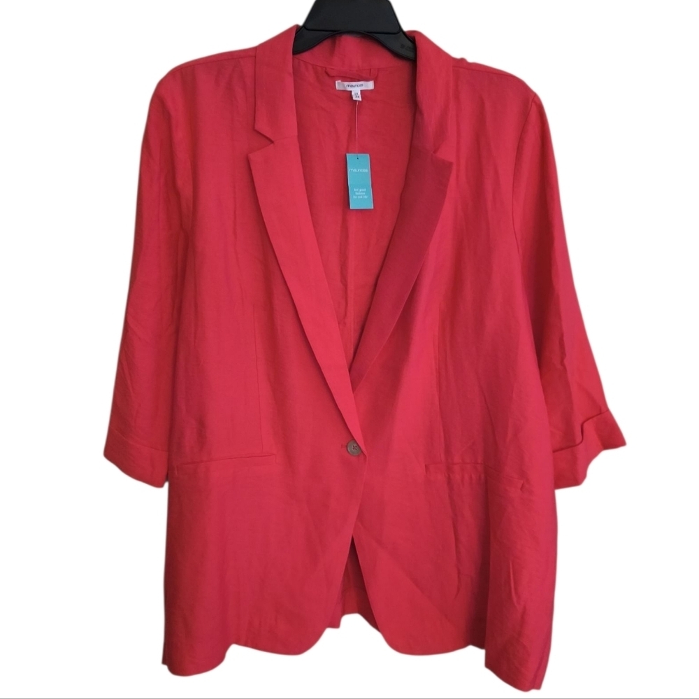 NWT Maurices Salmon Red Linen Look Blazer